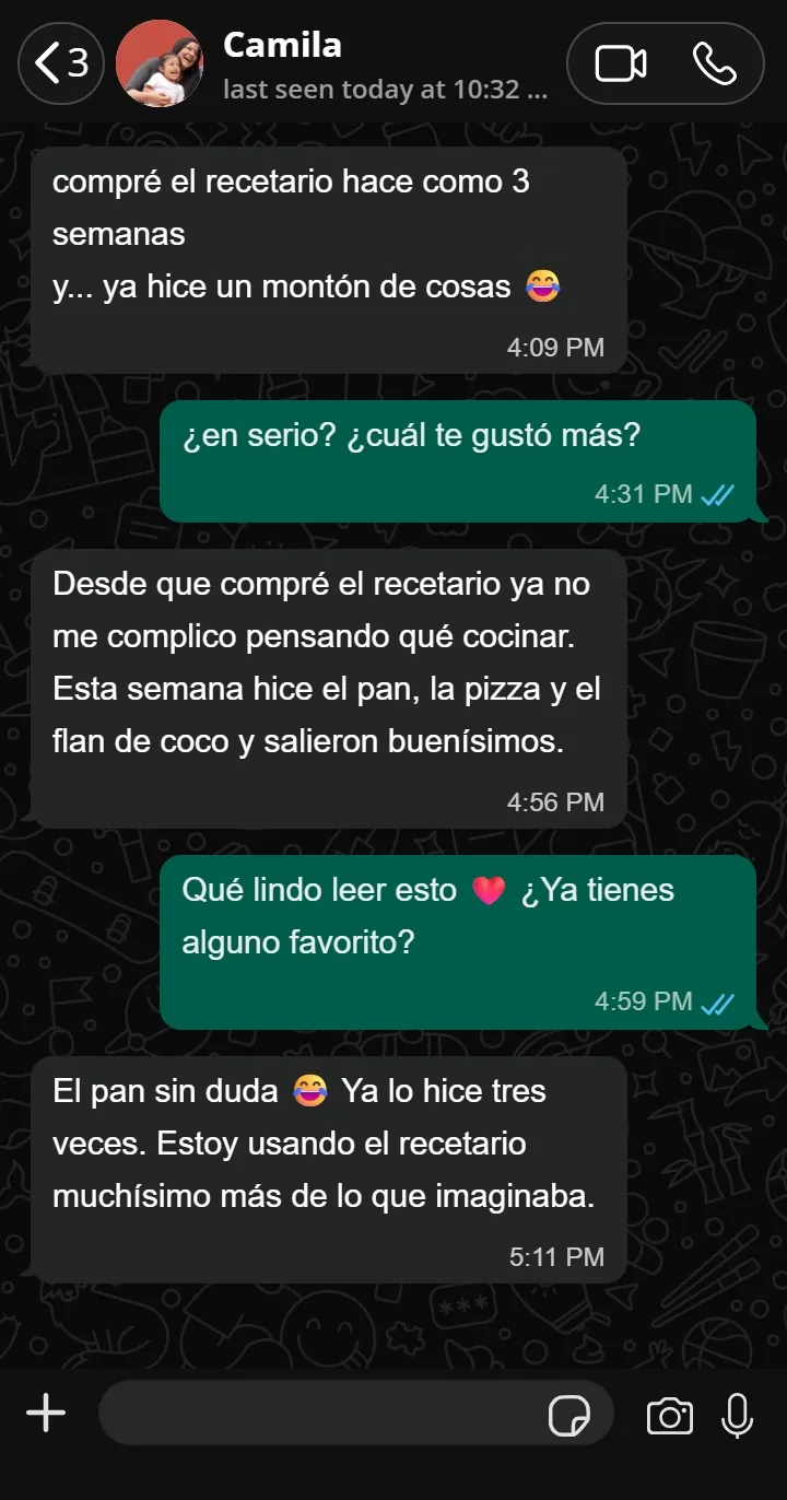 Mensaje de Camila: ya no se complica pensando qué cocinar